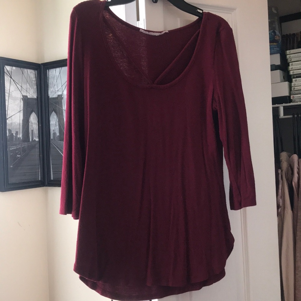 Maroon Shirt Cross Neck